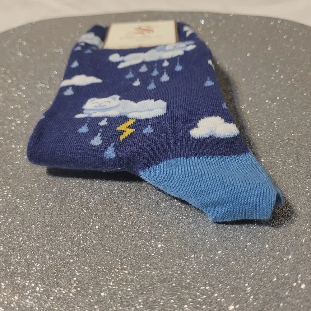 Socksmith Raining Cats And Dogs Graphic Cotton Crew Socks Womens OSFM New
